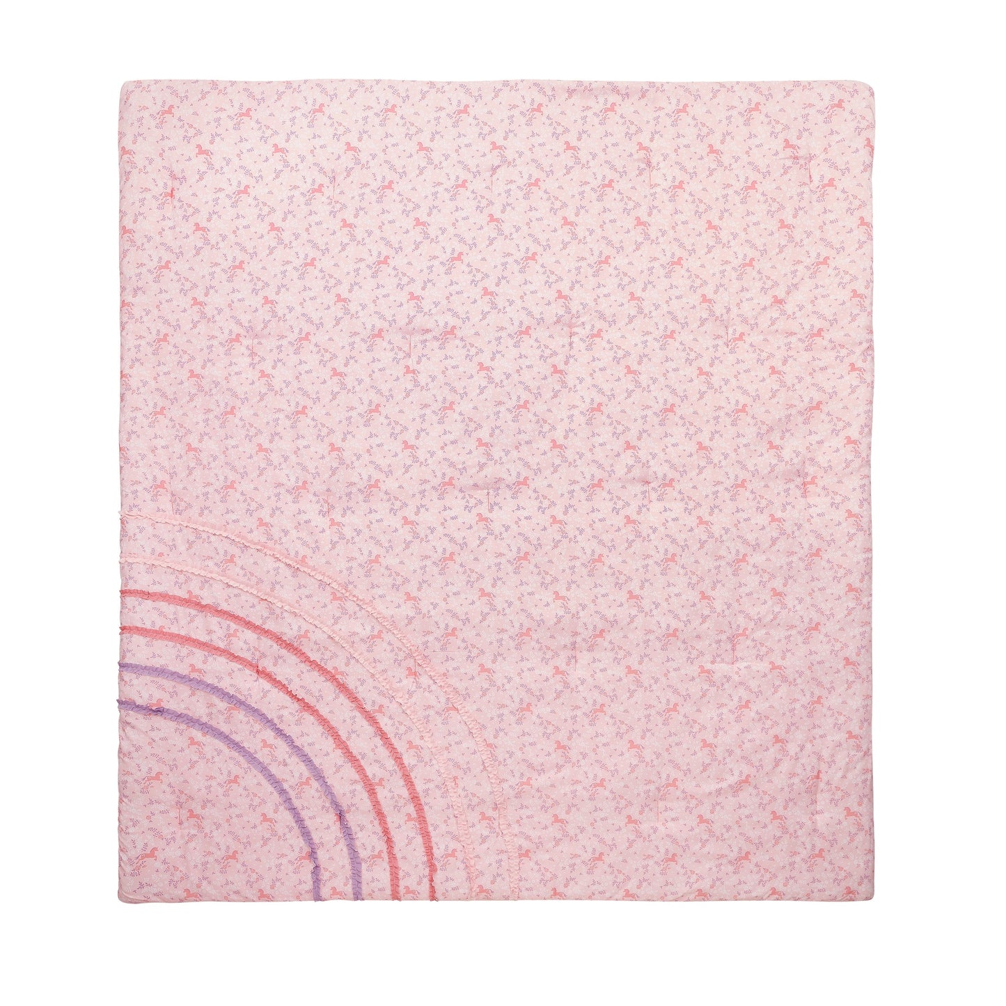 Set copripiumino in microfibra ultra morbida con volant arcobaleno rosa