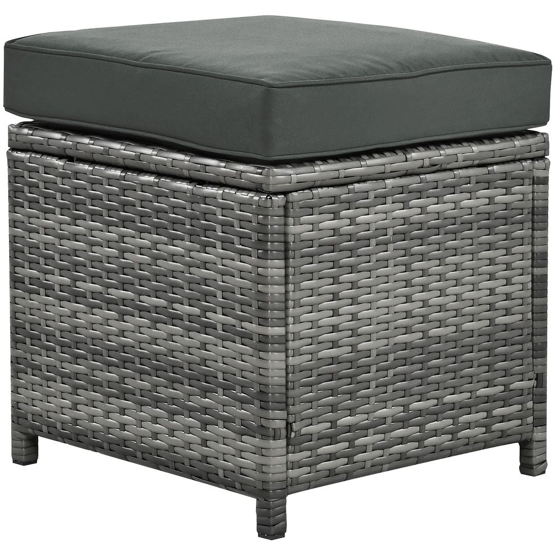 Set di divani da giardino in rattan PE da 6 pezzi con contenitore e sedili regolabili