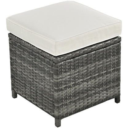 Set di divani da giardino in rattan PE da 6 pezzi con contenitore e sedili regolabili