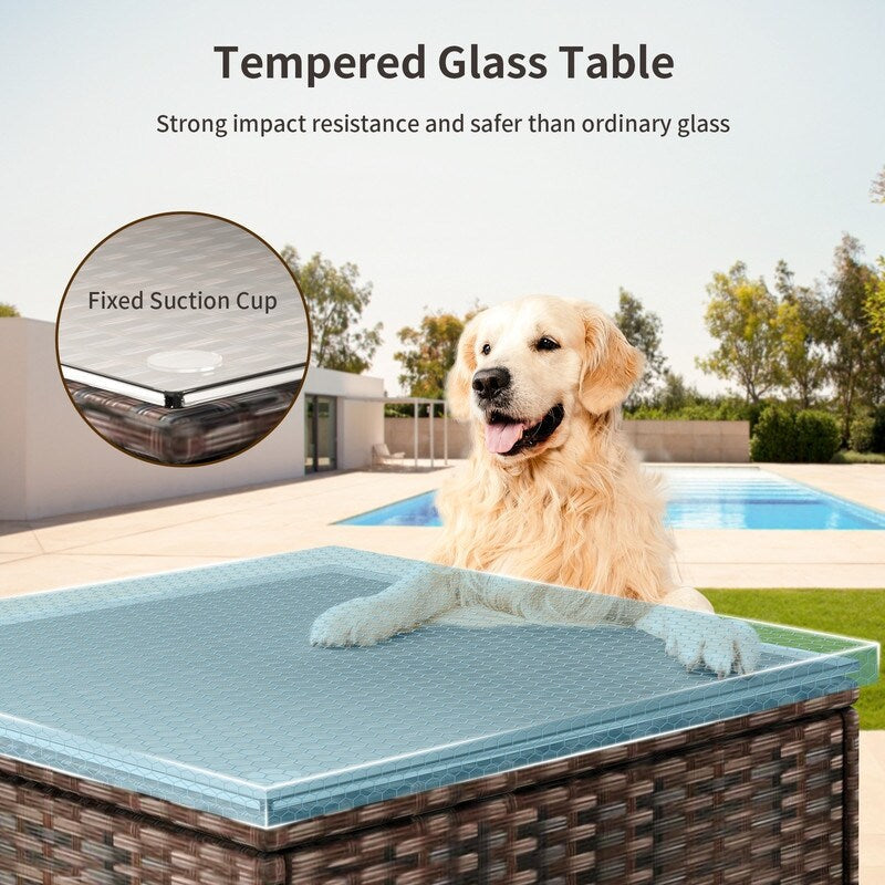 Set di divani componibili da esterno da 5 pezzi, set da conversazione per patio, set di divani componibili in rattan con tavolino da caffè