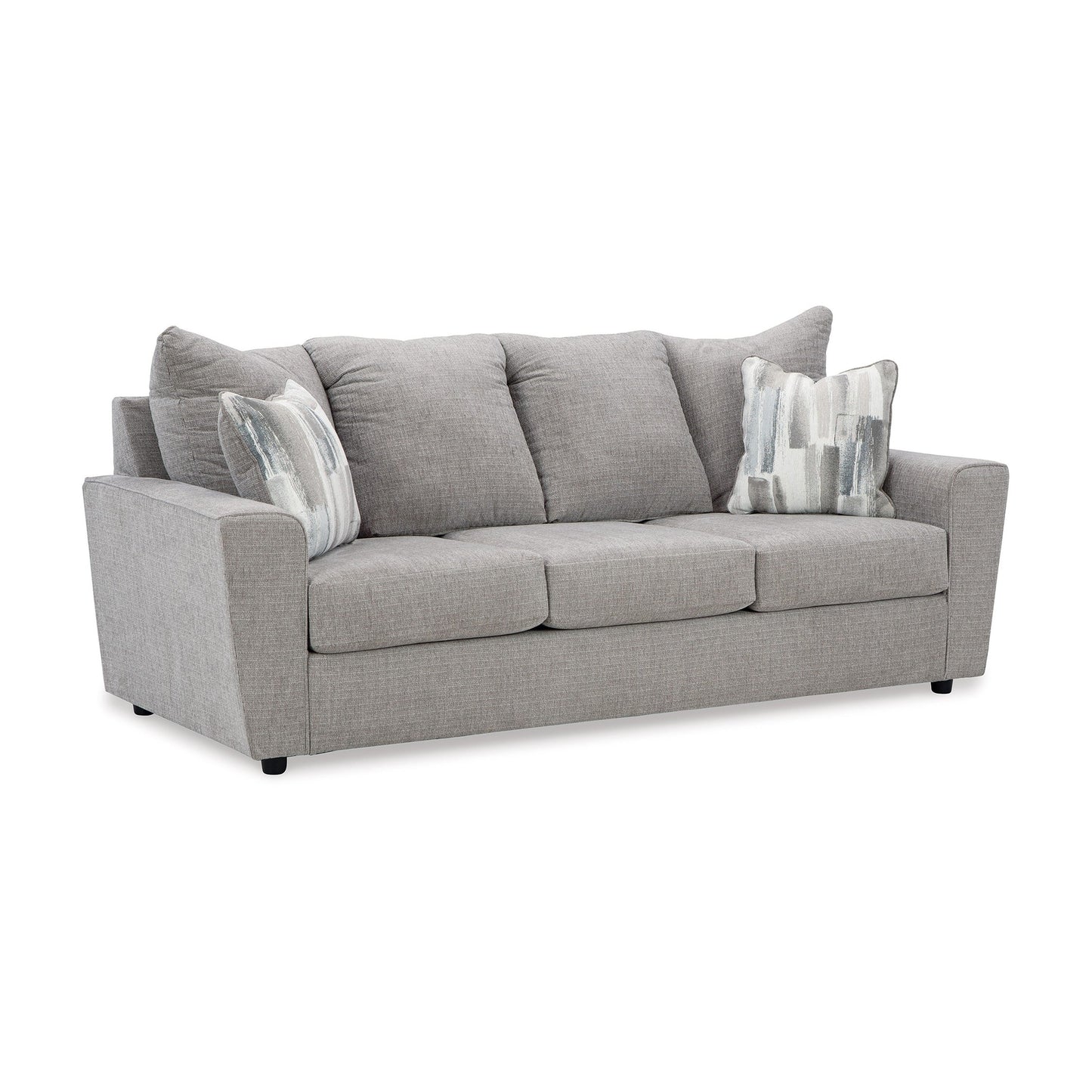 Divano Ratty, 2 cuscini decorativi, 86 pollici in morbido poliestere grigio chiaro