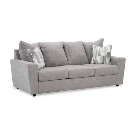 Divano Ratty, 2 cuscini decorativi, 86 pollici in morbido poliestere grigio chiaro