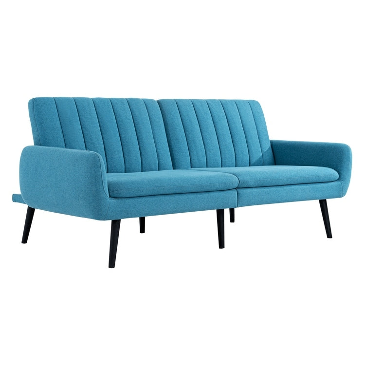 Divano letto futon moderno, divano futon convertibile, divano letto in lino con schienale diviso per soggiorno