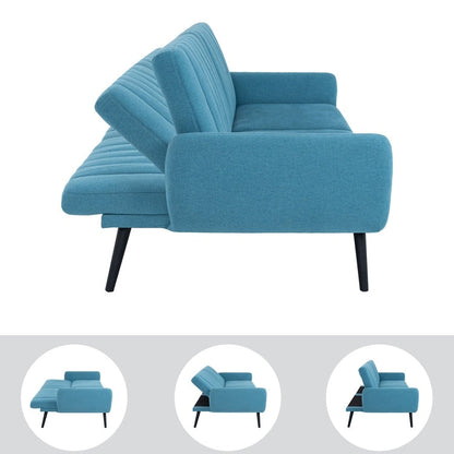 Divano letto futon moderno, divano futon convertibile, divano letto in lino con schienale diviso per soggiorno