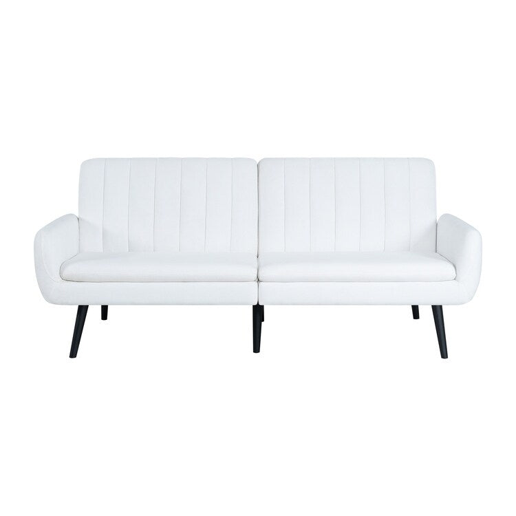 Divano letto futon moderno, divano futon convertibile, divano letto in lino con schienale diviso per soggiorno