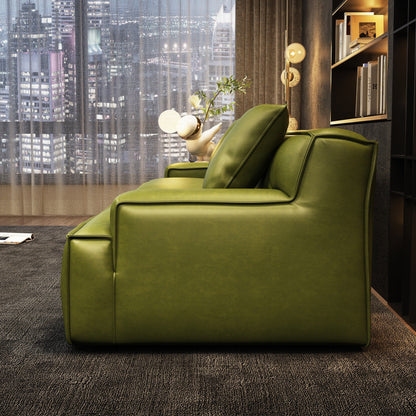 Divano con braccioli incassati, imbottito in pelle per soggiorno - 110,2 W - 110,2 x 28,35