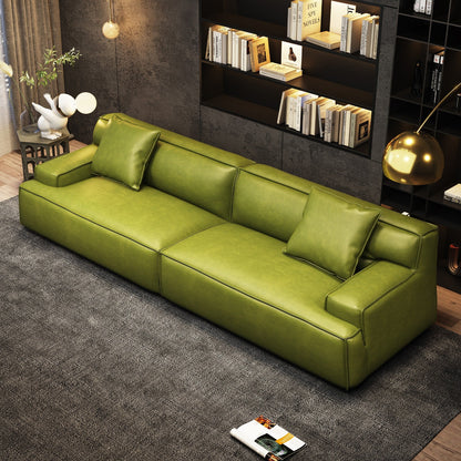 Divano con braccioli incassati, imbottito in pelle per soggiorno - 110,2 W - 110,2 x 28,35