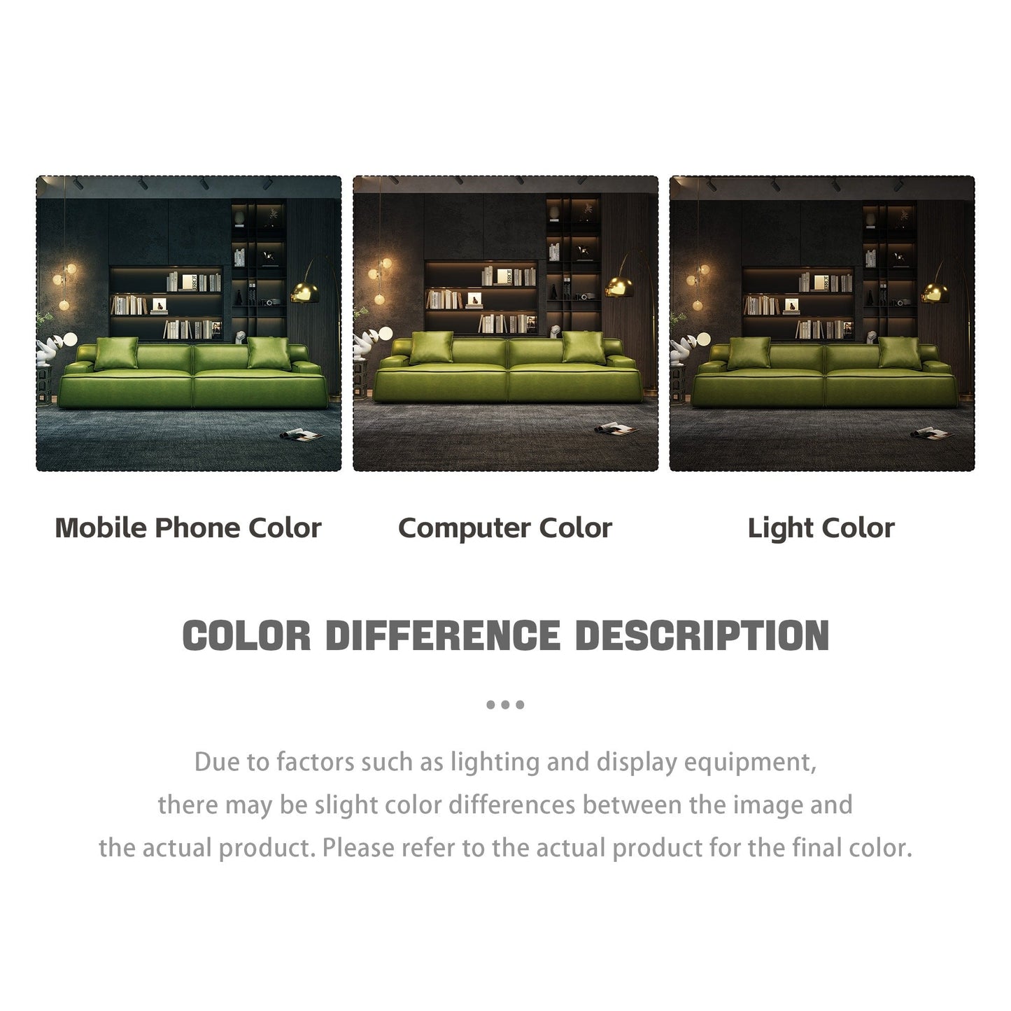 Divano con braccioli incassati, imbottito in pelle per soggiorno - 110,2 W - 110,2 x 28,35