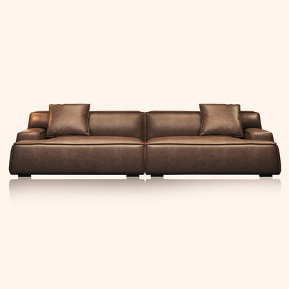 Divano con braccioli incassati, imbottito in pelle per soggiorno - 110,2 W - 110,2 x 28,35