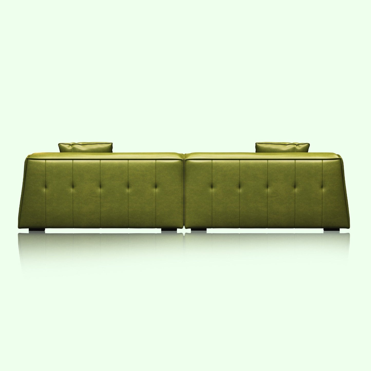 Divano con braccioli incassati, imbottito in pelle per soggiorno - 110,2 W - 110,2 x 28,35