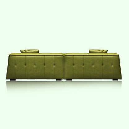 Divano con braccioli incassati, imbottito in pelle per soggiorno - 110,2 W - 110,2 x 28,35