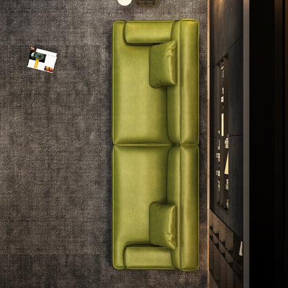 Divano con braccioli incassati, imbottito in pelle per soggiorno - 110,2 W - 110,2 x 28,35