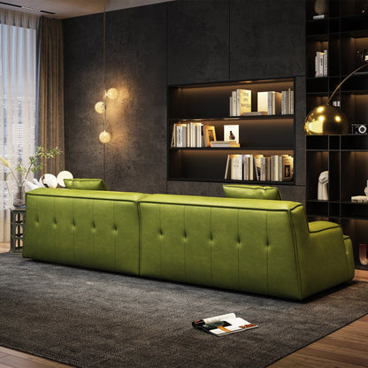 Divano con braccioli incassati, imbottito in pelle per soggiorno - 110,2 W - 110,2 x 28,35