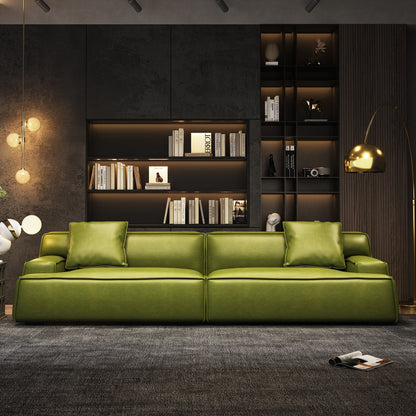 Divano con braccioli incassati, imbottito in pelle per soggiorno - 110,2 W - 110,2 x 28,35