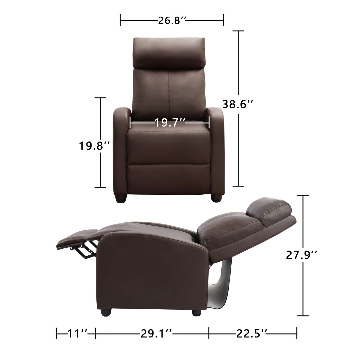 Poltrona reclinabile Homall in pelle PU, divano singolo per soggiorno, reclinabile