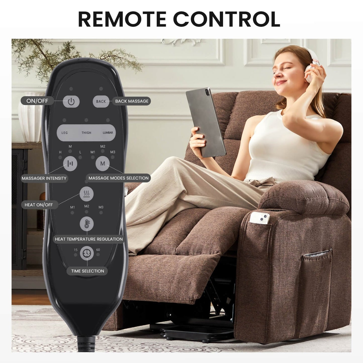 Poltrona reclinabile, poltrona massaggiante reclinabile con calore, poltrona elevabile elettrica per home theater per soggiorno