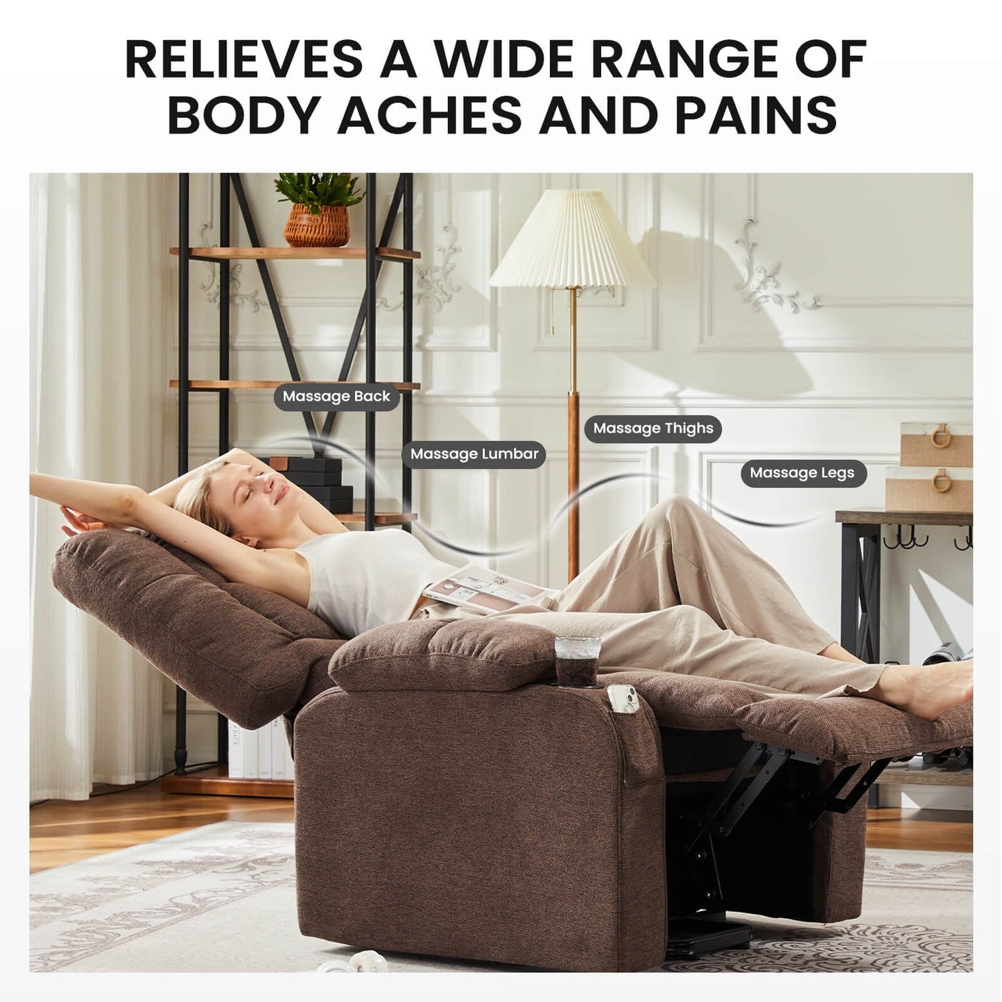 Poltrona reclinabile, poltrona massaggiante reclinabile con calore, poltrona elevabile elettrica per home theater per soggiorno