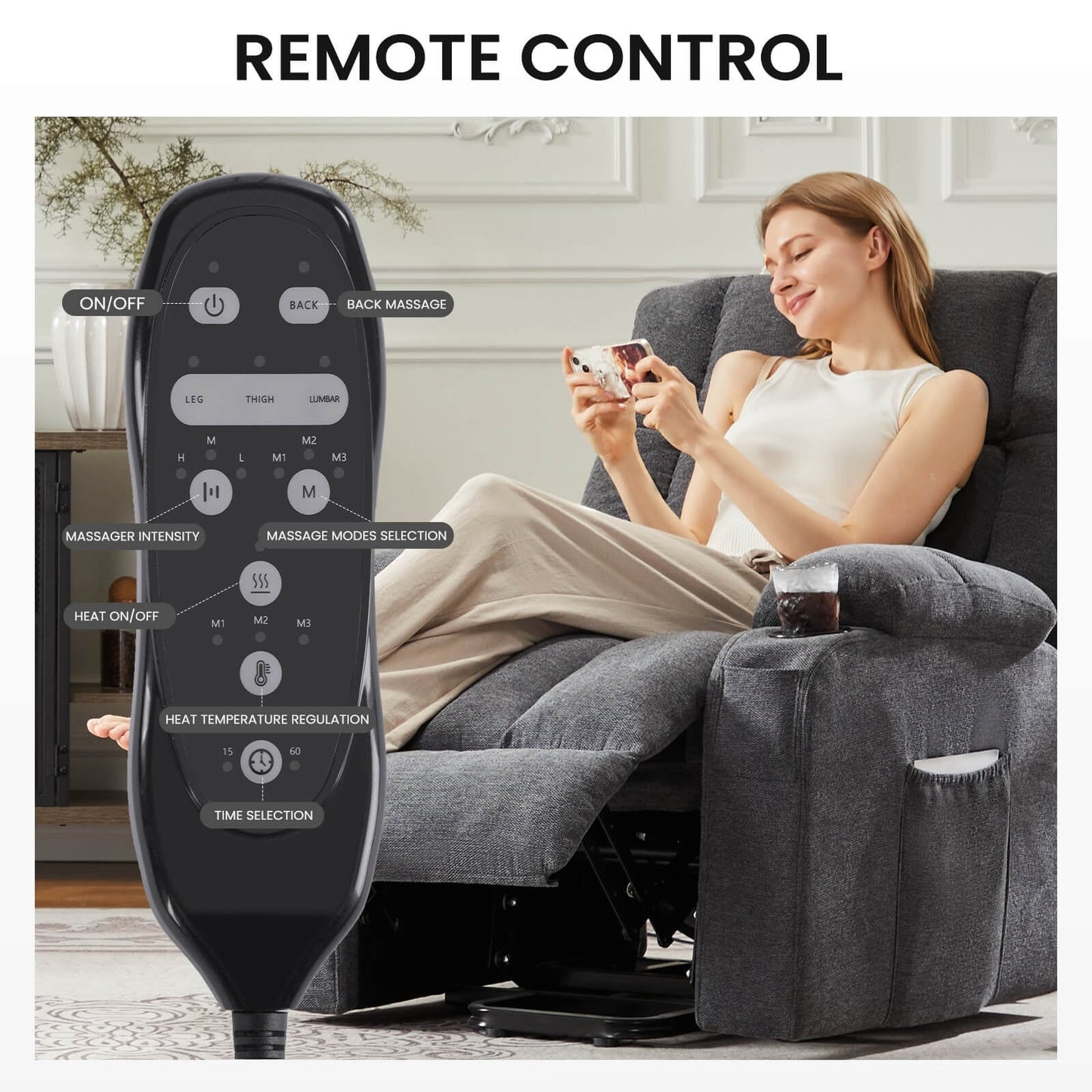 Poltrona reclinabile, poltrona massaggiante reclinabile con calore, poltrona elevabile elettrica per home theater per soggiorno