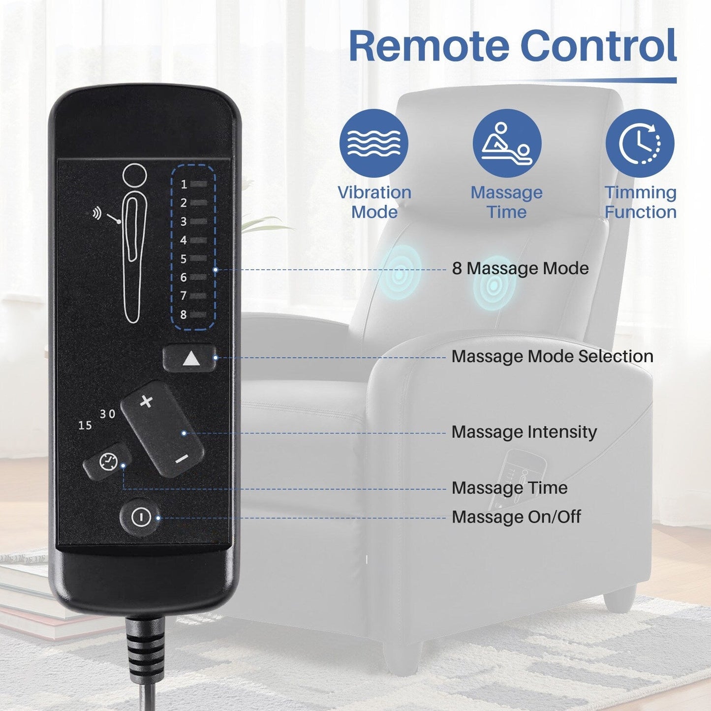 Poltrona reclinabile regolabile per massaggi, piccola poltrona per home theater, per soggiorno e adulti