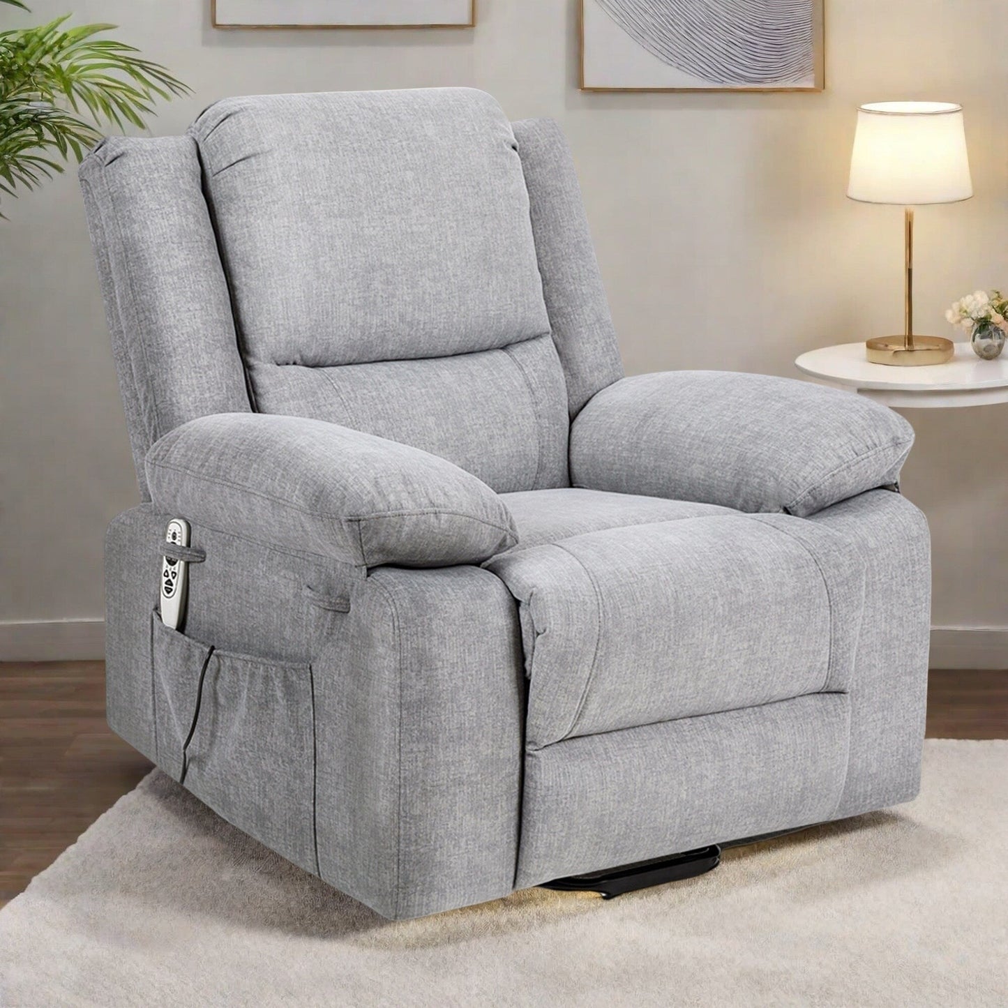 Poltrona reclinabile con massaggio, riscaldamento e tasche per telecomando