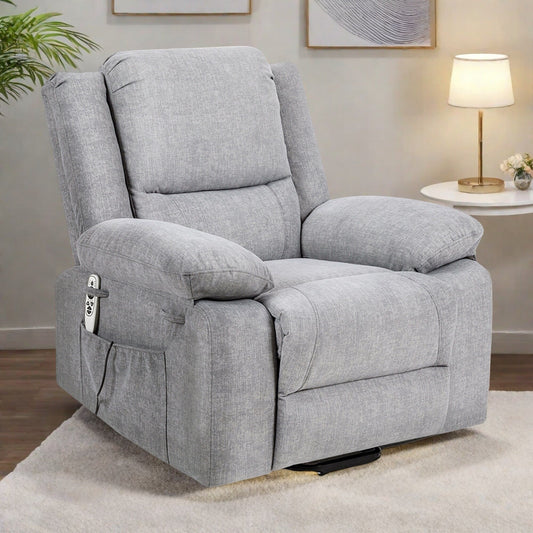 Poltrona reclinabile con massaggio, riscaldamento e tasche per telecomando