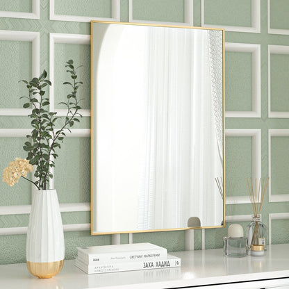 Specchio da parete per bagno rettangolare classico con cornice in metallo