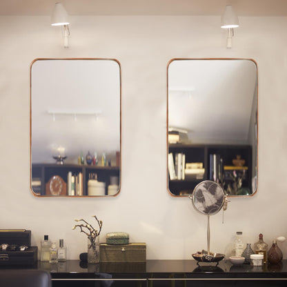 Specchio da parete, specchio da toeletta, specchio da bagno con angolo arrotondato (1 pezzo)