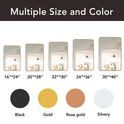 Specchio da parete, specchio da toeletta, specchio da bagno con angolo arrotondato (1 pezzo)