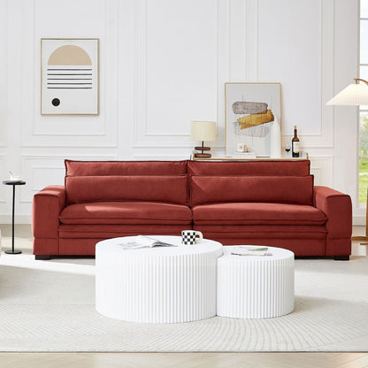 Divano in tessuto rosso contemporaneo da 104,72'' a 4 posti con gambe in legno, design resistente ed elegante per appartamento, ufficio o salotto