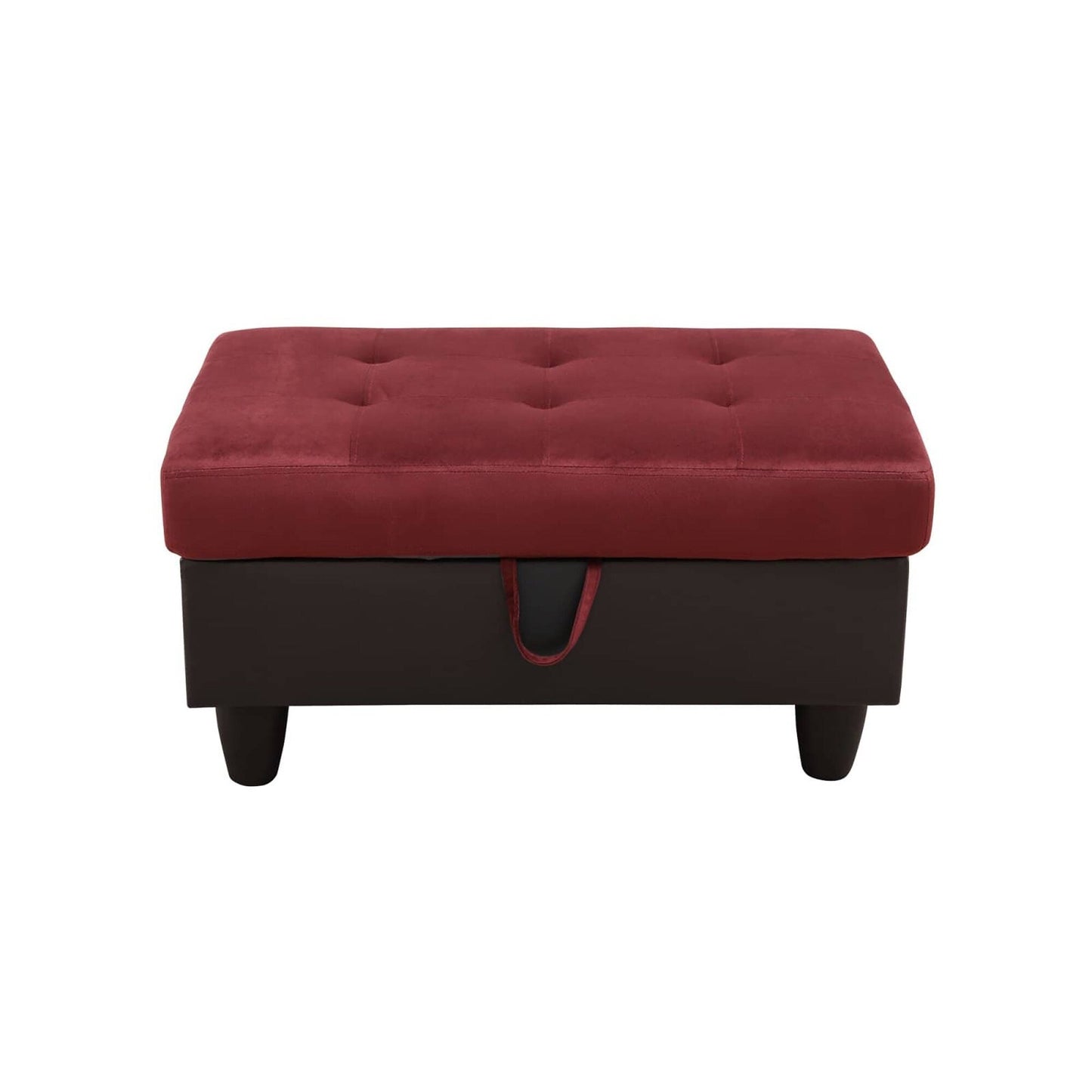 Pouf contenitore per soggiorno in flanella rossa e PVC