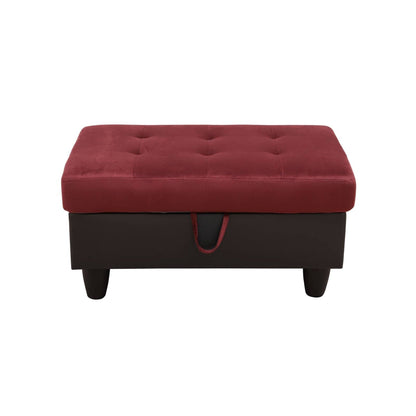 Pouf contenitore per soggiorno in flanella rossa e PVC
