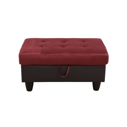 Pouf contenitore per soggiorno in flanella rossa e PVC