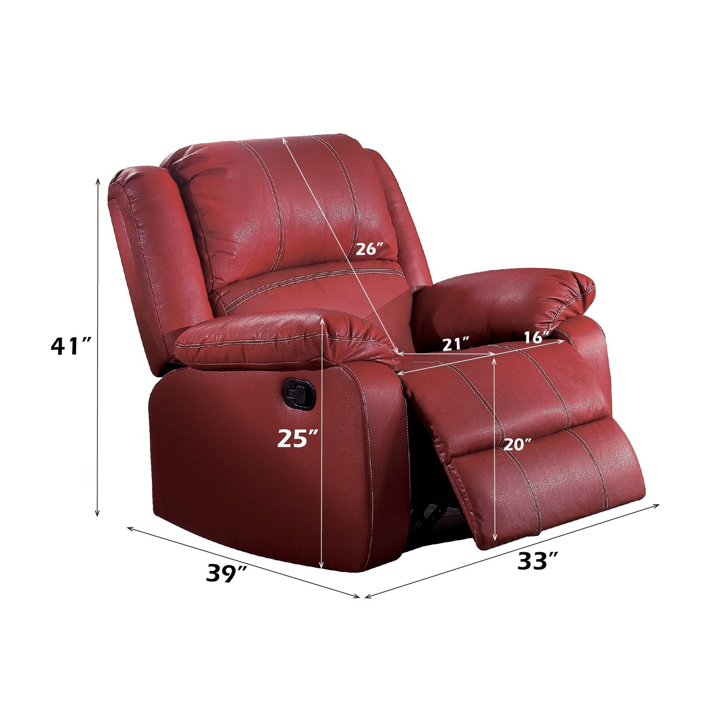 Poltrona reclinabile Motion Rocker in pelle sintetica rossa