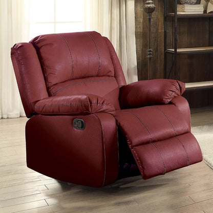 Poltrona reclinabile Motion Rocker in pelle sintetica rossa