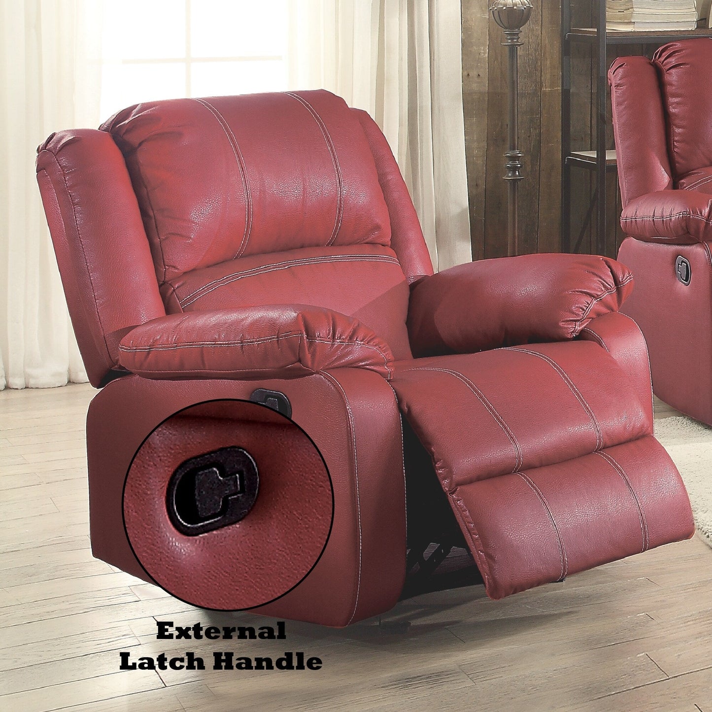 Poltrona reclinabile Motion Rocker in pelle sintetica rossa