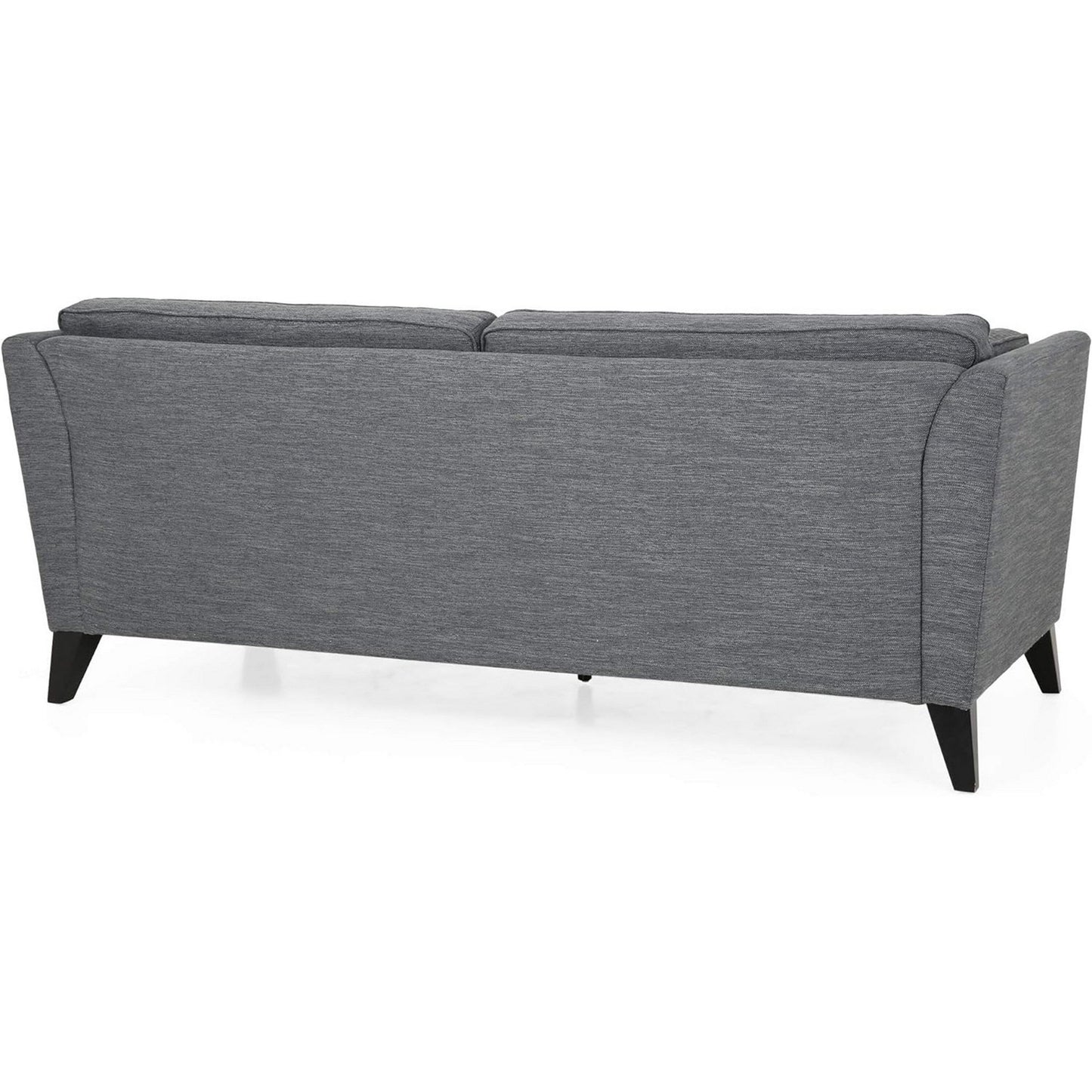 Divano Reed, 2 cuscini laterali, rivestimento in poliestere grigio, legno nero, 83 pollici