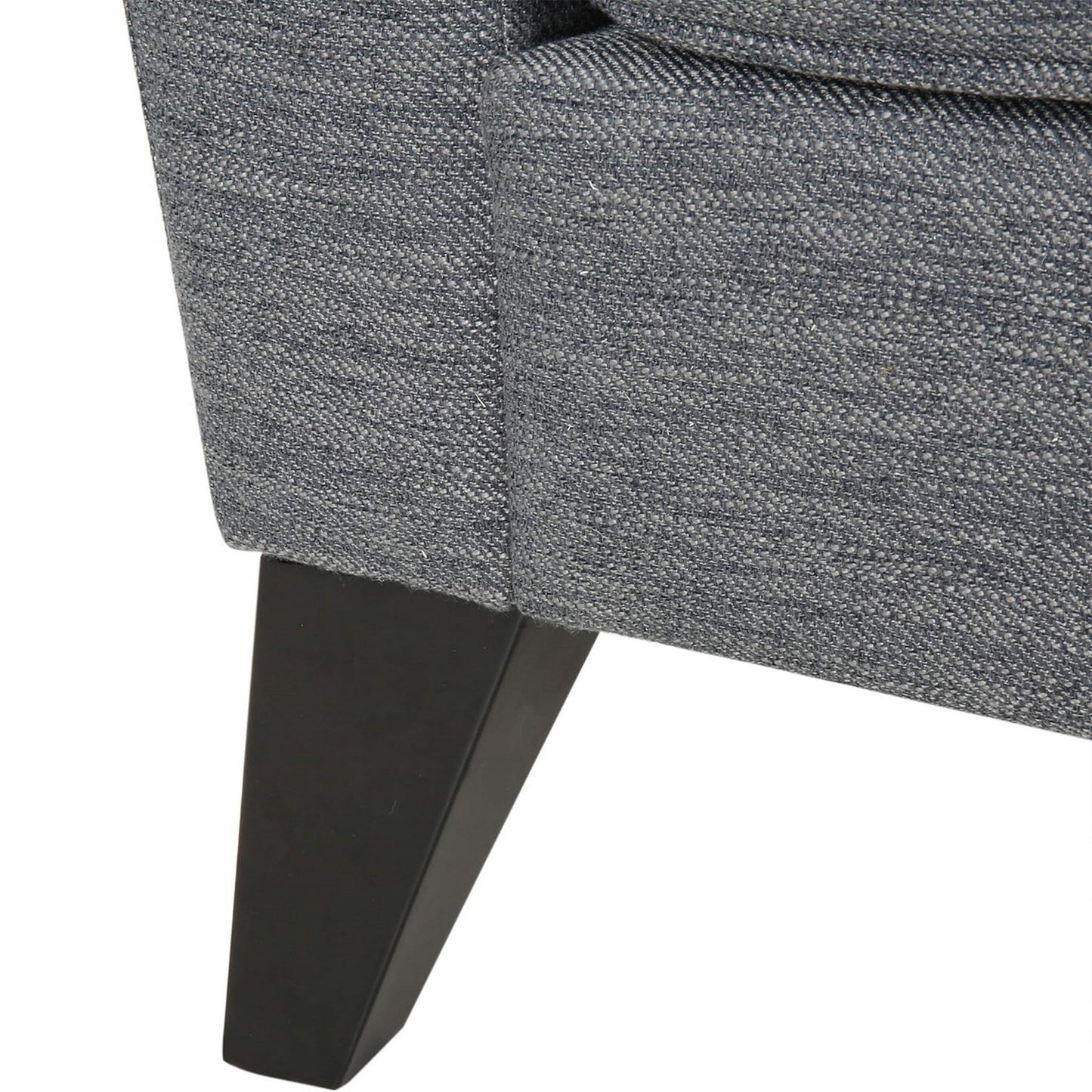 Divano Reed, 2 cuscini laterali, rivestimento in poliestere grigio, legno nero, 83 pollici