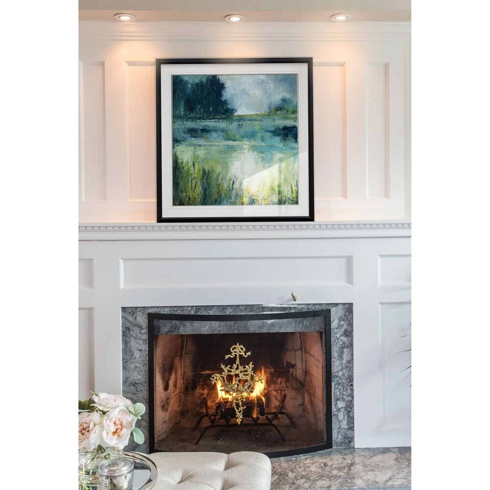 Reflections Edge - Stampa incorniciata personalizzata - blu, bianco, grigio, giallo, verde, argento, oro