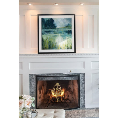 Reflections Edge - Stampa incorniciata personalizzata - blu, bianco, grigio, giallo, verde, argento, oro