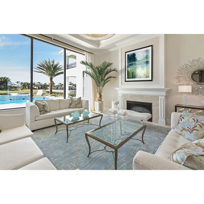 Reflections Edge - Stampa incorniciata personalizzata - blu, bianco, grigio, giallo, verde, argento, oro