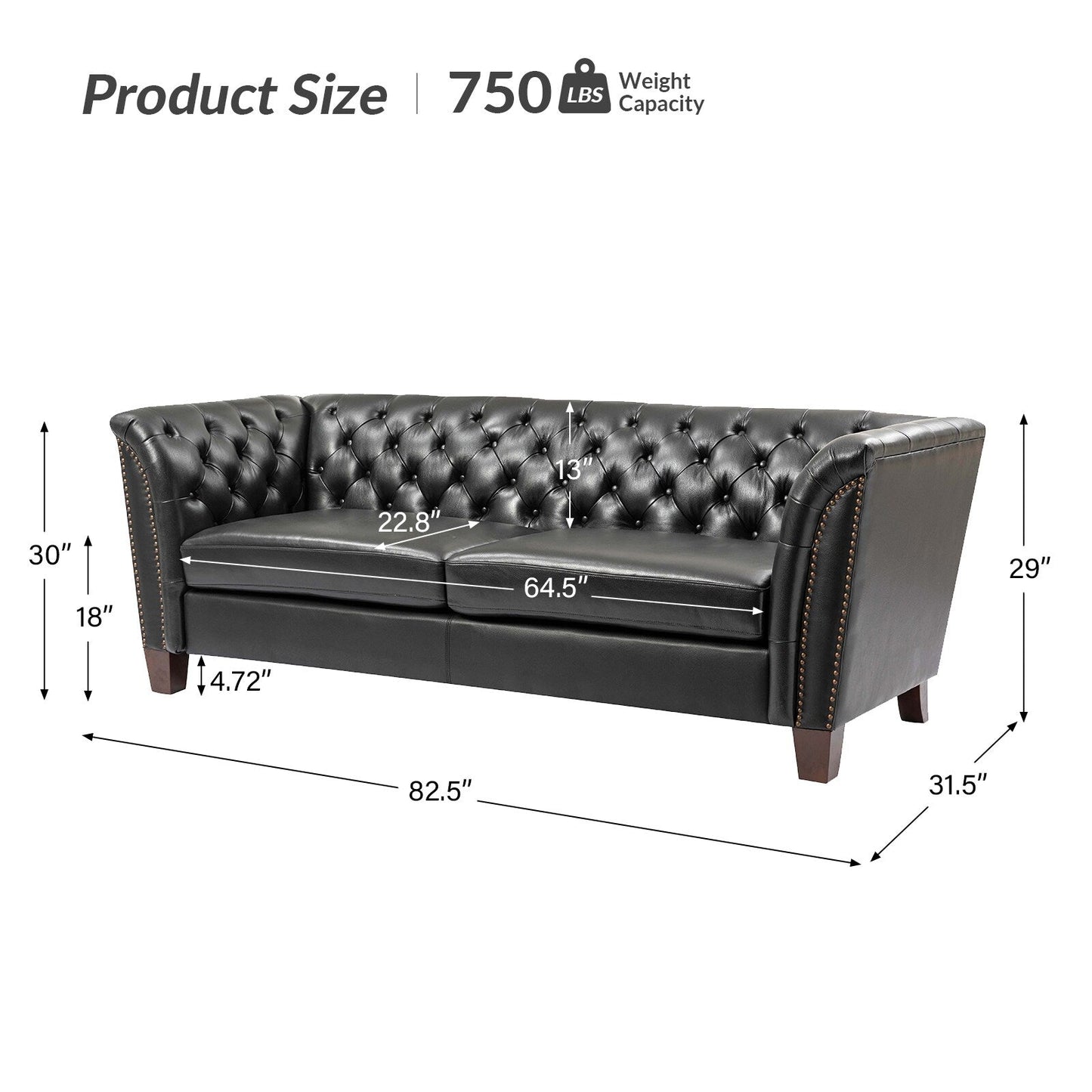 Divano letto imbottito in vera pelle Regina 82.5 per soggiorno di HULALA HOME