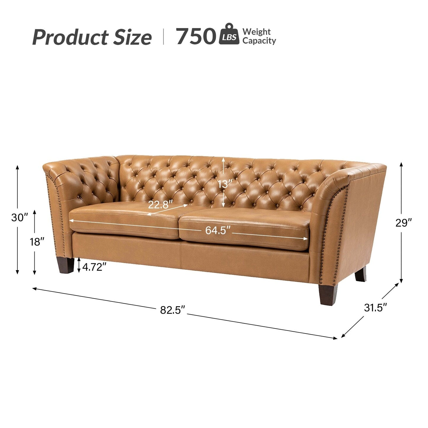 Divano letto imbottito in vera pelle Regina 82.5 per soggiorno di HULALA HOME