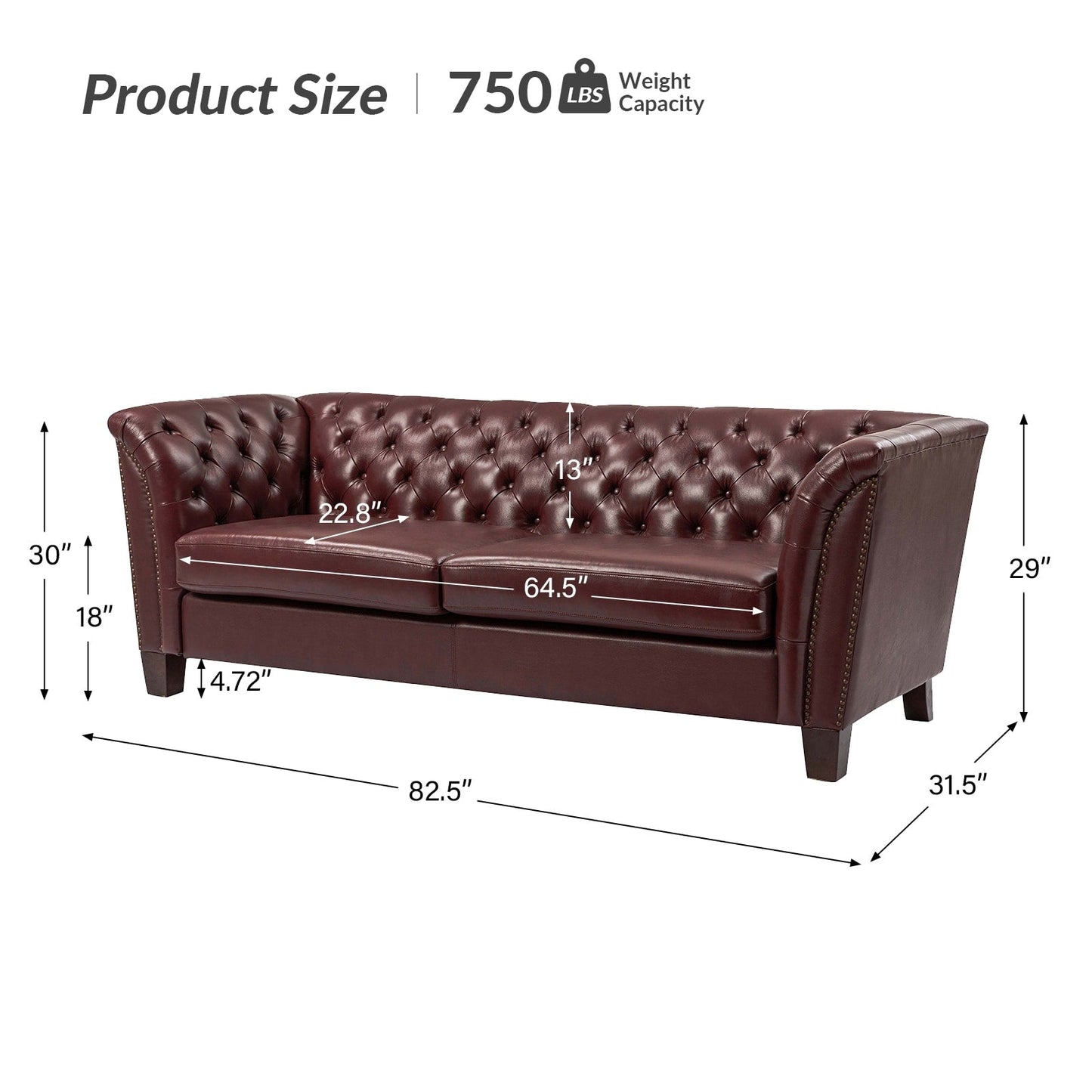 Divano letto imbottito in vera pelle Regina 82.5 per soggiorno di HULALA HOME