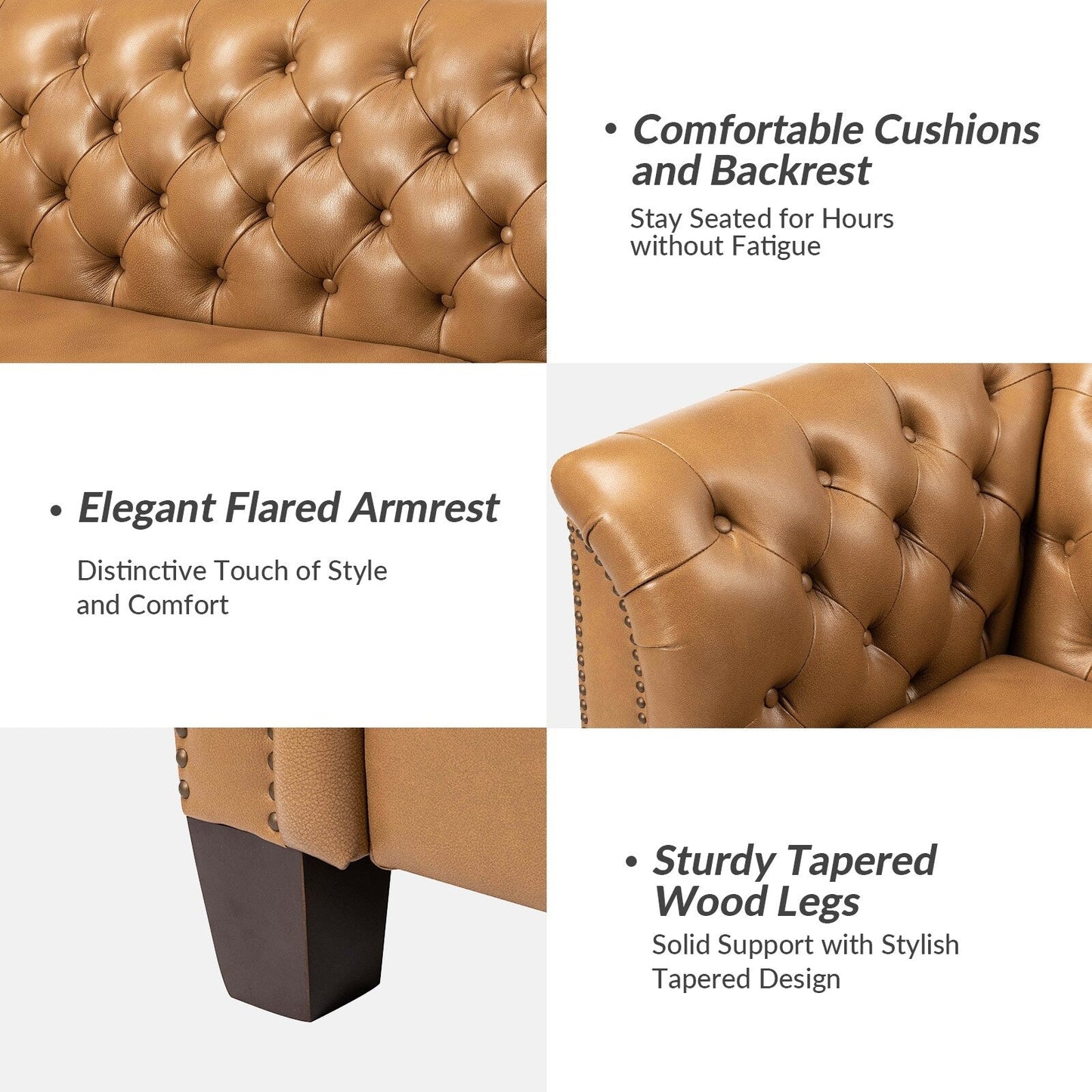 Divano letto imbottito in vera pelle Regina 82.5 per soggiorno di HULALA HOME