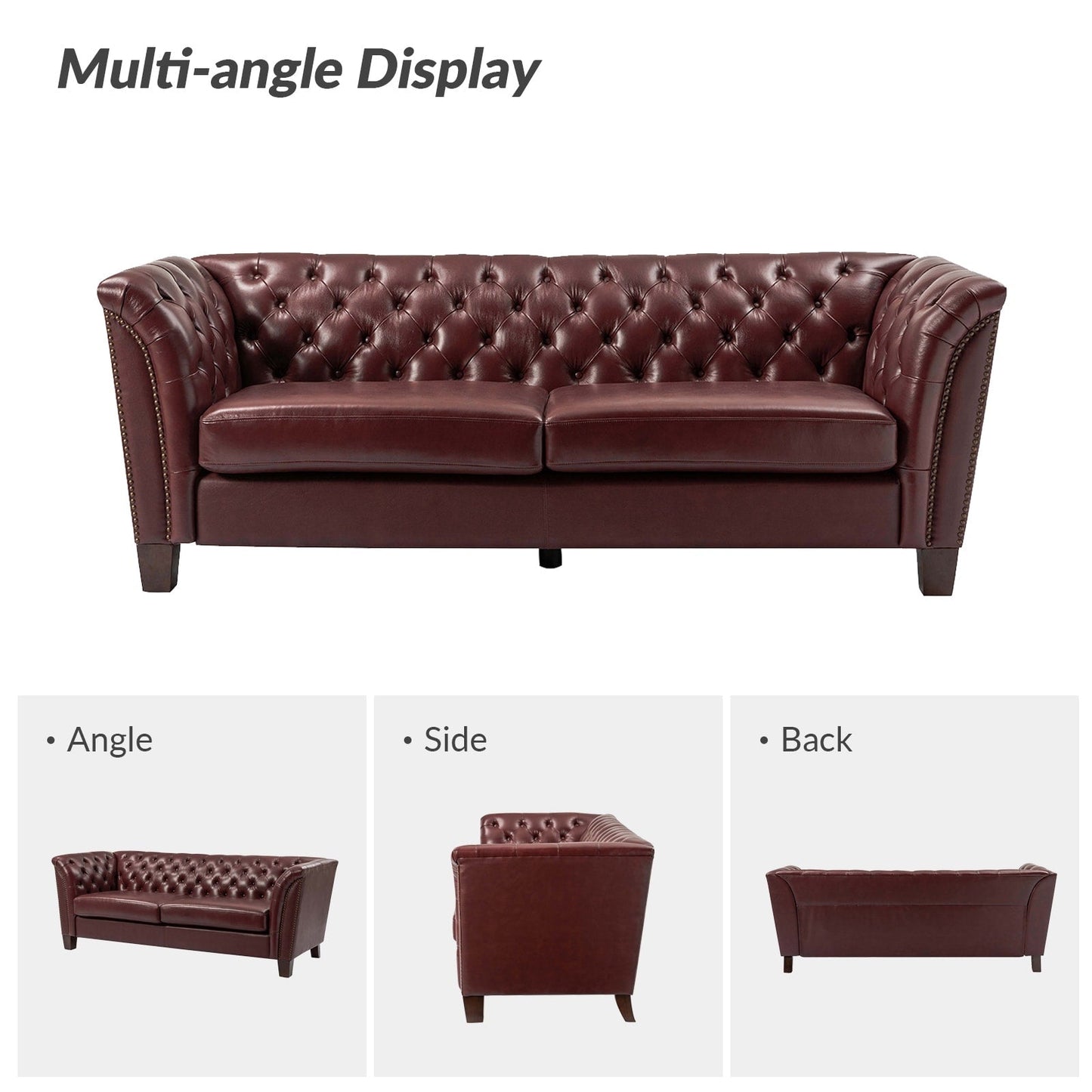 Divano letto imbottito in vera pelle Regina 82.5 per soggiorno di HULALA HOME