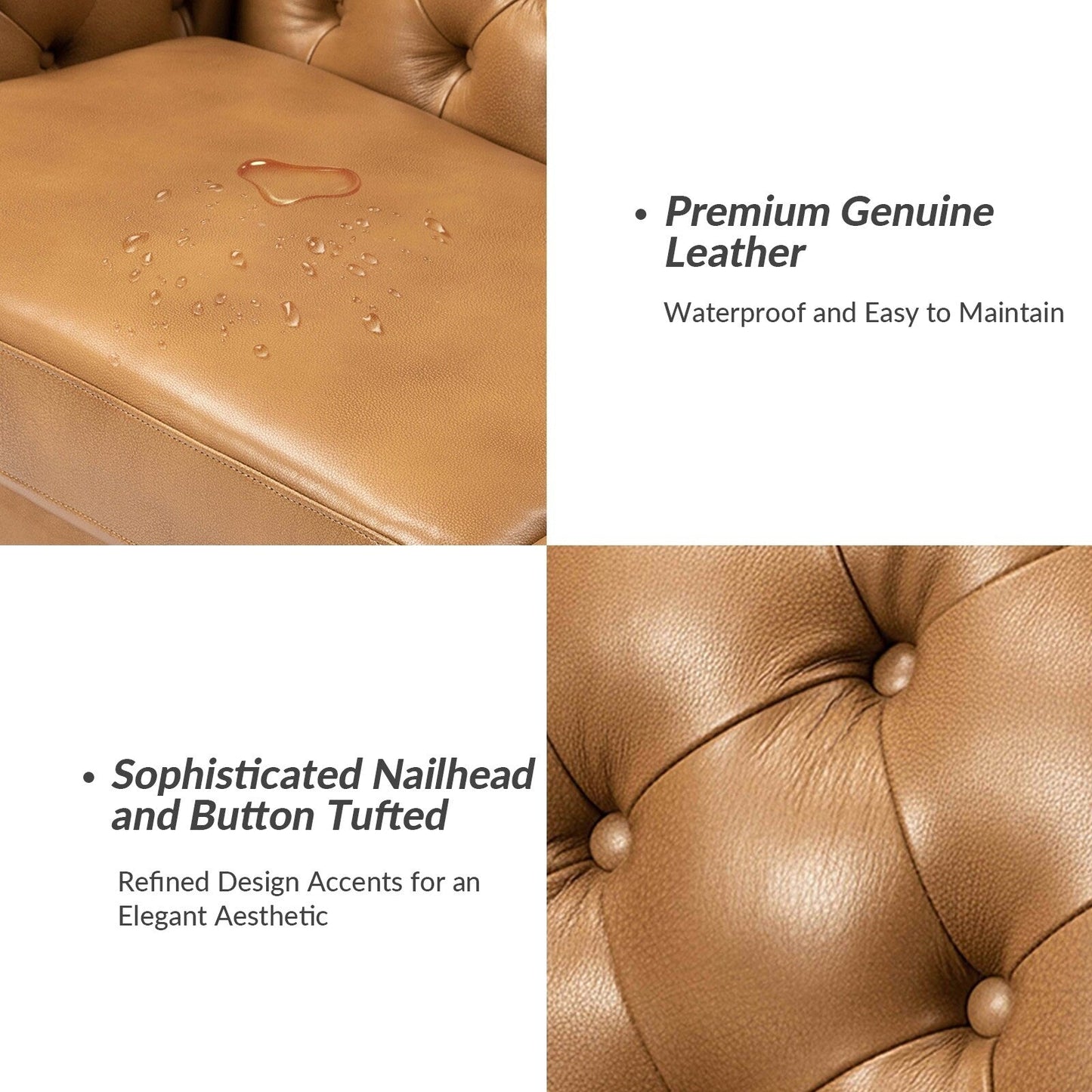 Divano letto imbottito in vera pelle Regina 82.5 per soggiorno di HULALA HOME