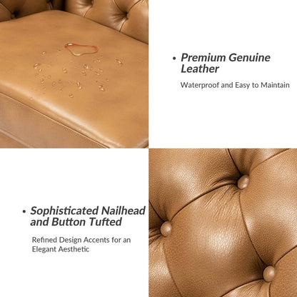 Divano letto imbottito in vera pelle Regina 82.5 per soggiorno di HULALA HOME