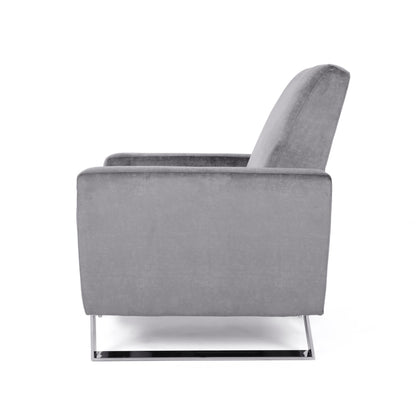 Poltrona reclinabile manuale Reki Push Back, gambe in acciaio inossidabile, grigio