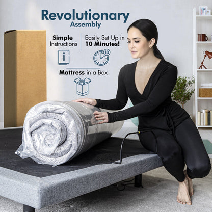 Rete per letto regolabile Renanim con materasso in memory foam in gel medio da 14 pollici, doppio massaggio, porte USB, app, telecomando