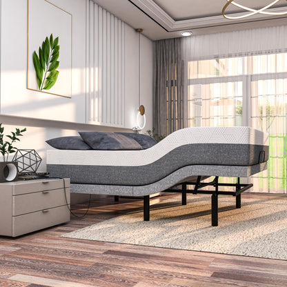 Rete per letto regolabile Renanim con materasso in memory foam in gel medio da 14 pollici, doppio massaggio, porte USB, app, telecomando